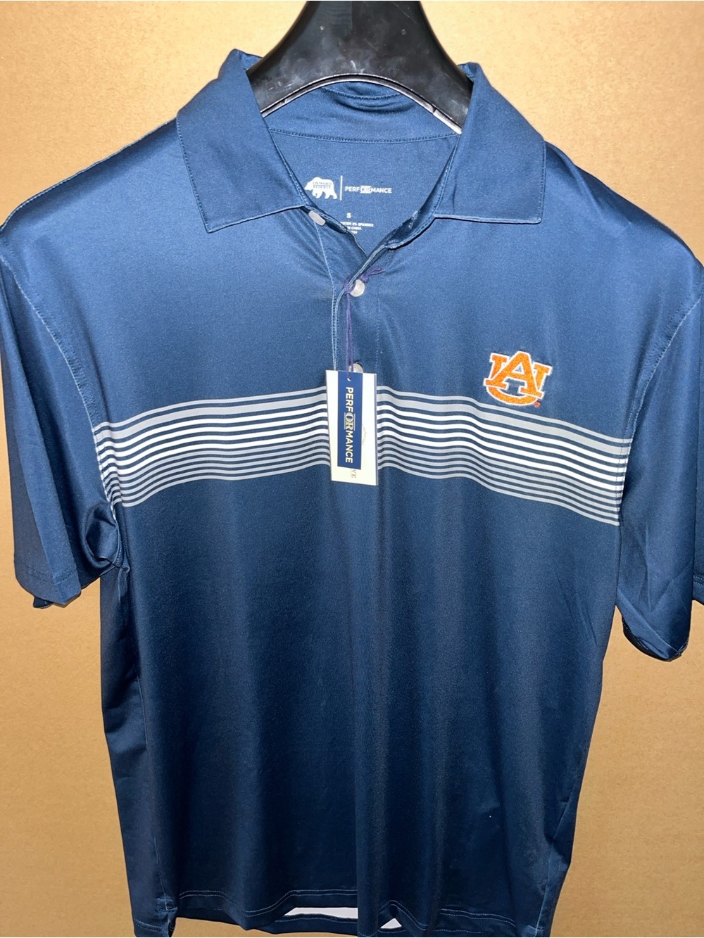 NWT Auburn Tigers Polo Shirt Mens Small Blue Striped Onward Reserve Performance